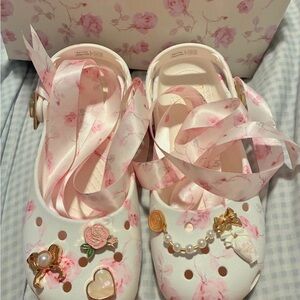 Love Shack Fancy X Crocs Women's Floral White and Pink Clogs